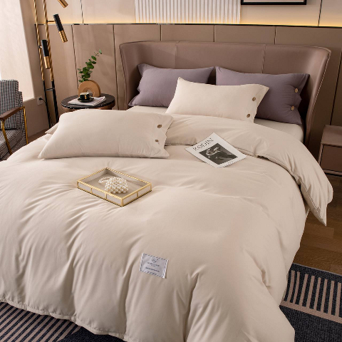 Комплект постільної білизни однотонний (євро) молочний