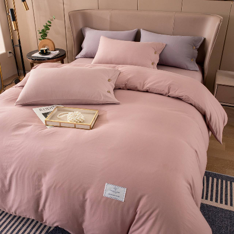 Комплект постільної білизни однотонний (євро) пудра