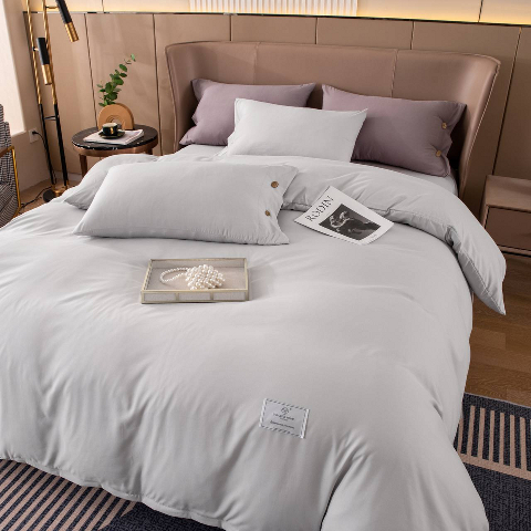 Комплект постільної білизни однотонний (євро) світло-сірий