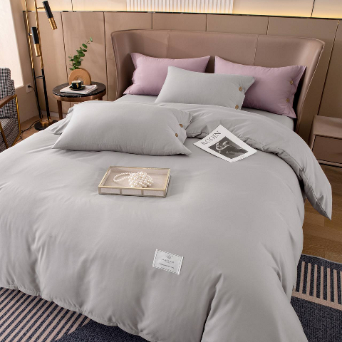 Комплект постільної білизни однотонний (євро) сірий
