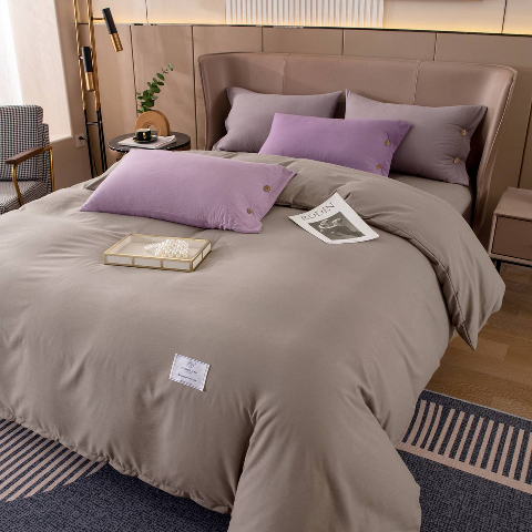 Комплект постільної білизни однотонний (євро) сіро-коричневий