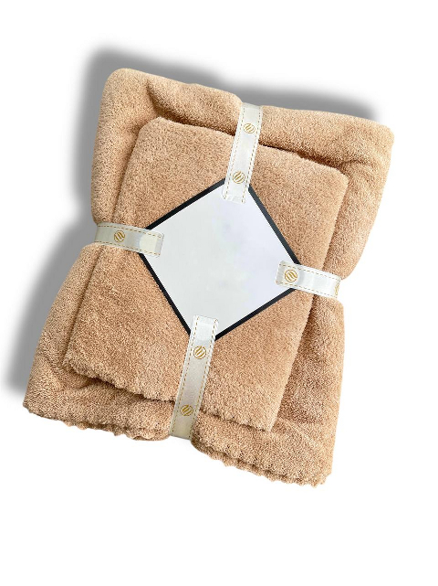 Комплект рушників однотонний баня+лице (мікрофібра) бежевий – банний 140×70 см + для обличчя 100×50 см