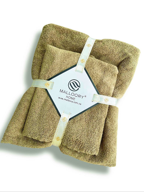 Комплект рушників однотонний баня+лице (мікрофібра) оливковий – банний 140×70 см + для обличчя 100×50 см