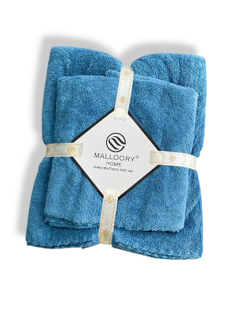 Комплект рушників однотонний баня+лице (мікрофібра) синій – банний 140×70 см + для обличчя 100×50 см