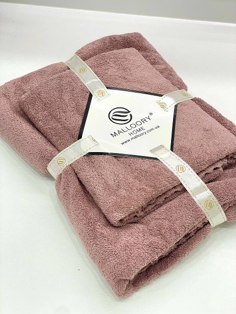 Комплект рушників однотонний баня+лице (мікрофібра) рожево-коричневий – банний 140×70 см + для обличчя 100×50 см