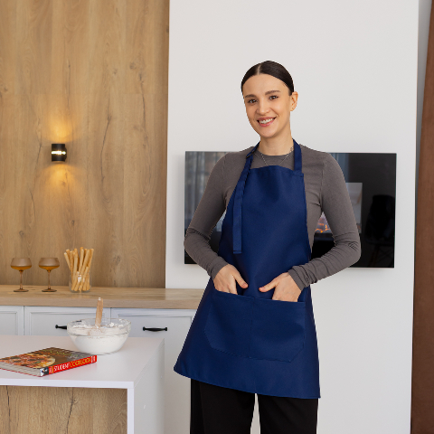 Фартух саржевий темно-синій (70х65 см) - з водовідштовхувальним покриттям і кишенями