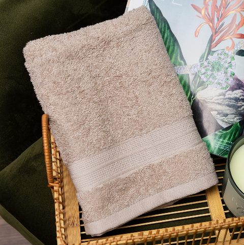 Рушник лицьовий махровий Туреччина (бежевий) 90х50 см – приємний на дотик, добре вбирає вологу