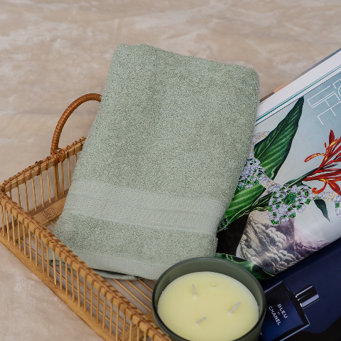 Рушник лицьовий махровий Туреччина (м'ятний) 90х50 см – приємний на дотик, добре вбирає вологу