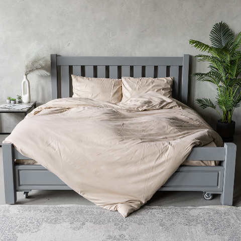 Комплект постільної білизни страйп-сатин, кавовий, сімейний – преміум якість