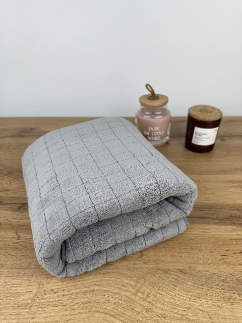 Рушник лицьовий мікрофібра Клітинка (сірий) 100х50 см – компактний, м’який, швидковисихаючий