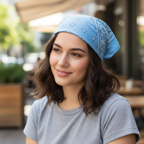 Бандана класична - Блакитна - універсальний аксесуар і практичність щодня