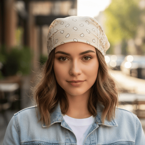 Бандана класична - Бежева - універсальний аксесуар і практичність щодня