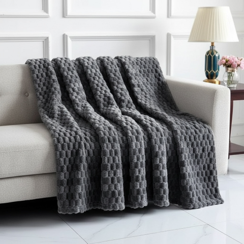 Покривало велюрове однотонне Соти (грфітовий) 200х230 см – елегантний комфорт щодня