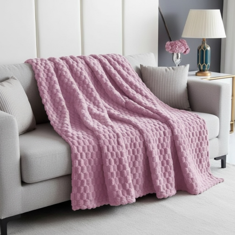 Покривало велюрове однотонне Соти (рожевий) 200х230 см – елегантний комфорт щодня