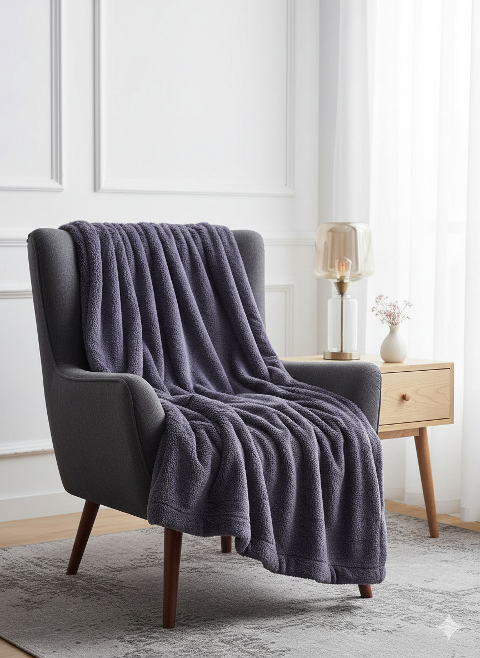 Покривало велюрове однотонне Comfort (фіолетове) 200х150 см – елегантність, м’якість і затишок у кожній деталі