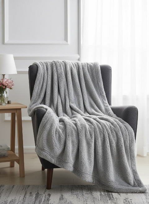 Покривало велюрове однотонне Comfort (сіре) 200х230 см – елегантність, м’якість і затишок у кожній деталі