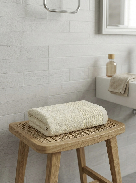 Рушник банний махровий Блиск (кремовий) 100х50 см - комфорт, м’якість і затишок після водних процедур