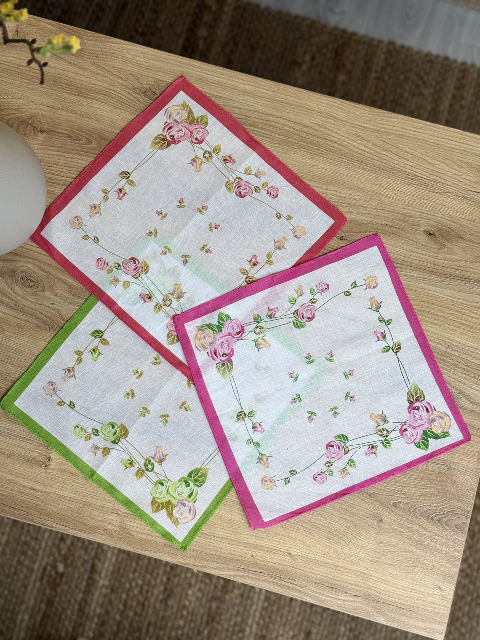 Жіночий носовичок з батисту (10 шт в упаковці) 28 × 28 см, Вид 1 (В035-7-1) – м’які та багаторазові