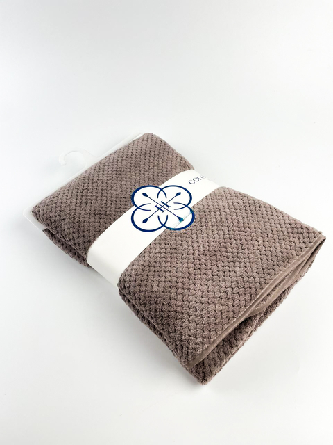 Рушник лицьовий мікрофібра Elite (сіро-коричневий) 100 х 50 см – компактний, м’який, швидковисихаючий