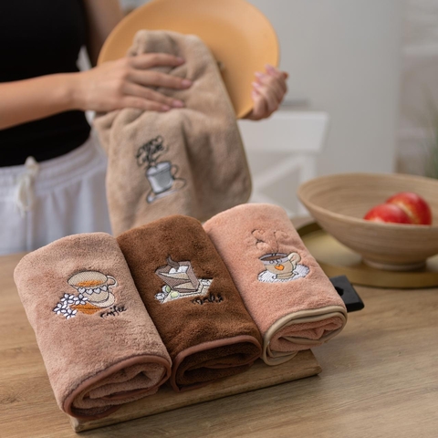 Набір кухонних рушників Солодка кава (мікрофібра) 5шт. 35x75 см (231) - легкі та швидковисихаючі