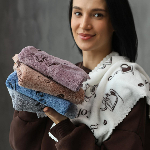 Набір кухонних рушників Coffee (мікрофібра) 5шт. 35x75 см  - легкі та швидковисихаючі