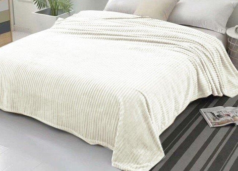 Покривало велюрове полоса (айворі) 200 х 220 см - м’яке і елегантне