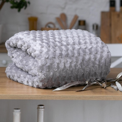Покривало велюрове 3D (сіре) 200 х 180 см – затишне покривало для дому та подорожей