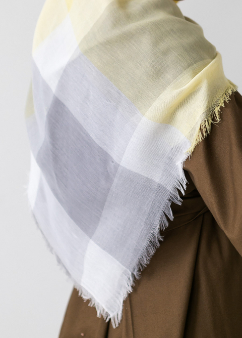 Хустка Клітинка 140 х 140 см. (жовтий) – натуральна бавовна, стиль і комфорт