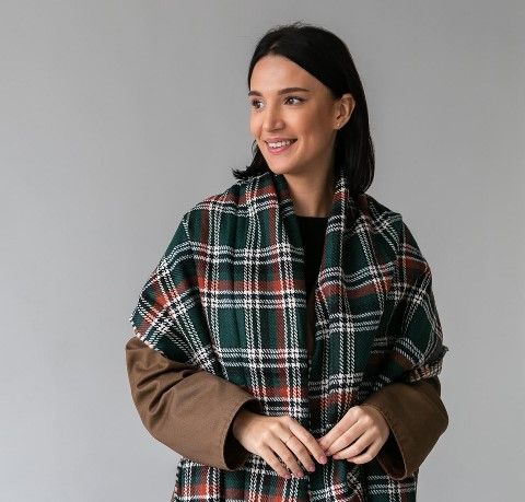 Шарф теплий Клітинка 190 х 55 см. (С19050-1) – м’якість, стиль і комфорт