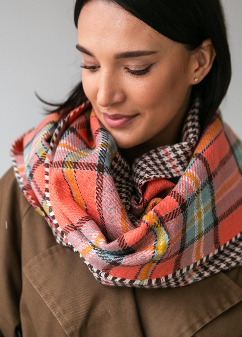 Шарф теплий Клітинка 190 х 55 см. (С19050-4) – м’якість, стиль і комфорт
