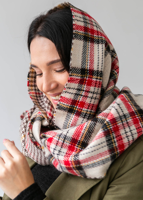Шарф теплий Клітинка 190 х 55 см. (С19050-8) – м’якість, стиль і комфорт