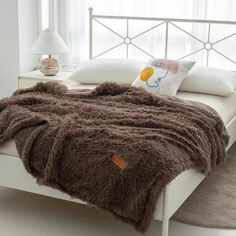 Покривало хутряне Травка на овчині (коричневий) 220х240 см