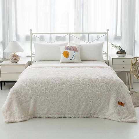 Покривало хутряне Травка на овчині (кремовий) 220х240 см