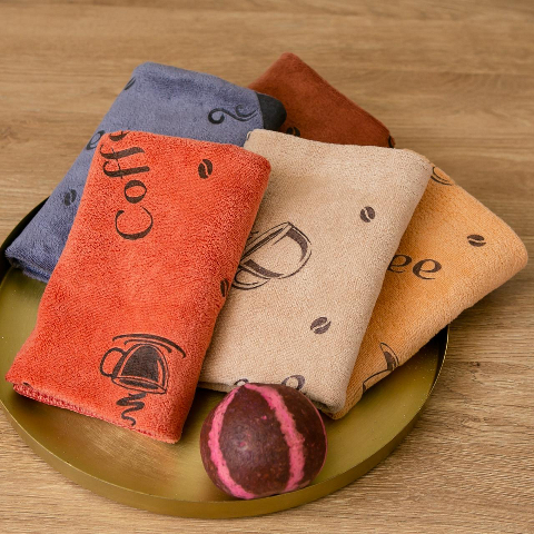 Набір кухонних рушників Coffee (мікрофібра) 5шт. 35x75 см (292) - легкі та швидковисихаючі