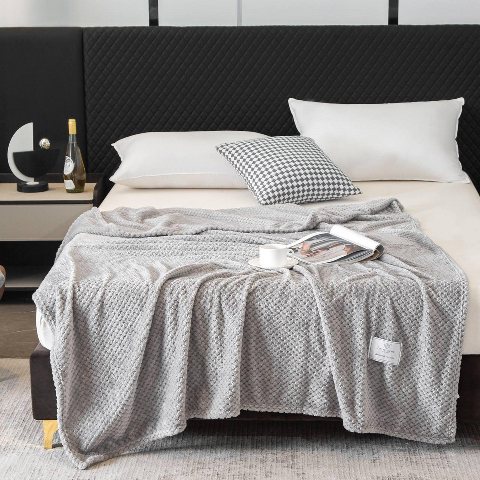 Покривало велюрове однотонне Бамбук (світло-сірий) 200х150 см – м’яке, елегантне, приємне на дотик